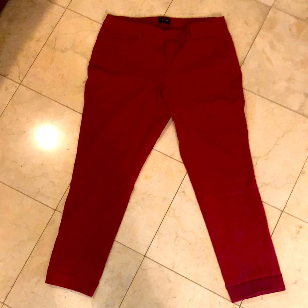 Red ankle crop dress pants
